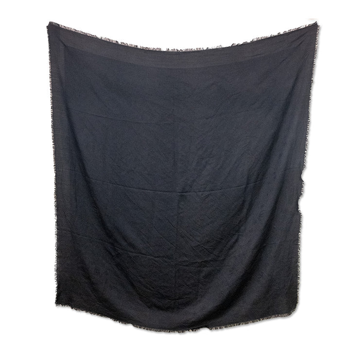 Cartier Black Jacquard Silk Wool Blend Fringe Scarf