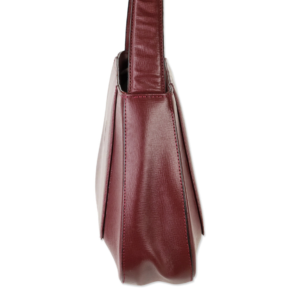 Cartier Burgundy Crosshatch Leather Shoulder Bag