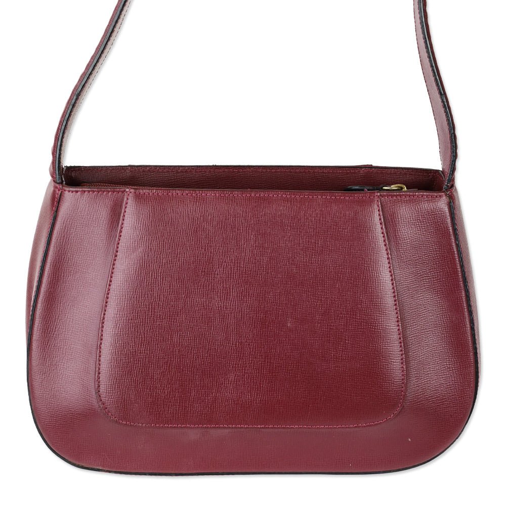 Cartier Burgundy Crosshatch Leather Shoulder Bag