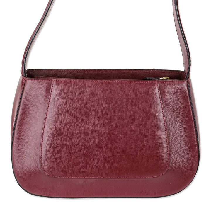 Cartier Burgundy Crosshatch Leather Shoulder Bag