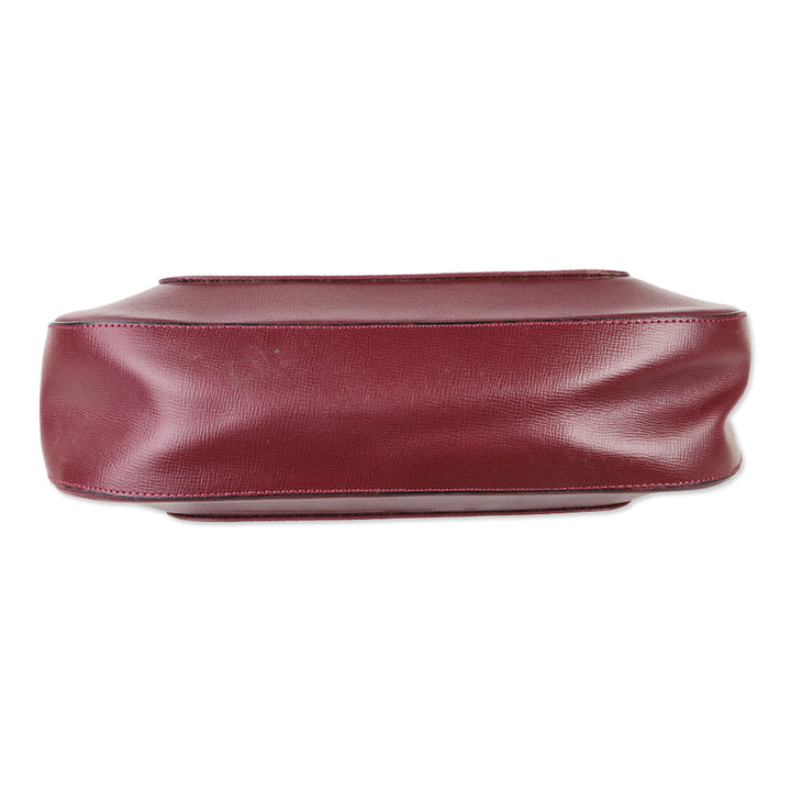 Cartier Burgundy Crosshatch Leather Shoulder Bag