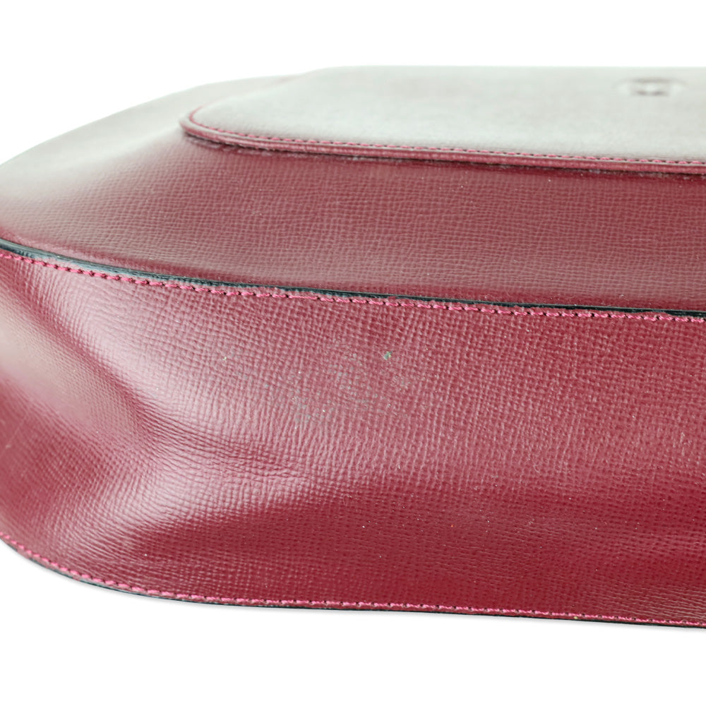 Cartier Burgundy Crosshatch Leather Shoulder Bag