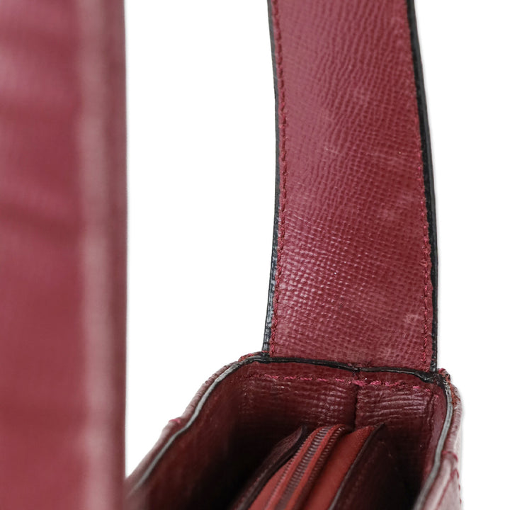 Cartier Burgundy Crosshatch Leather Shoulder Bag