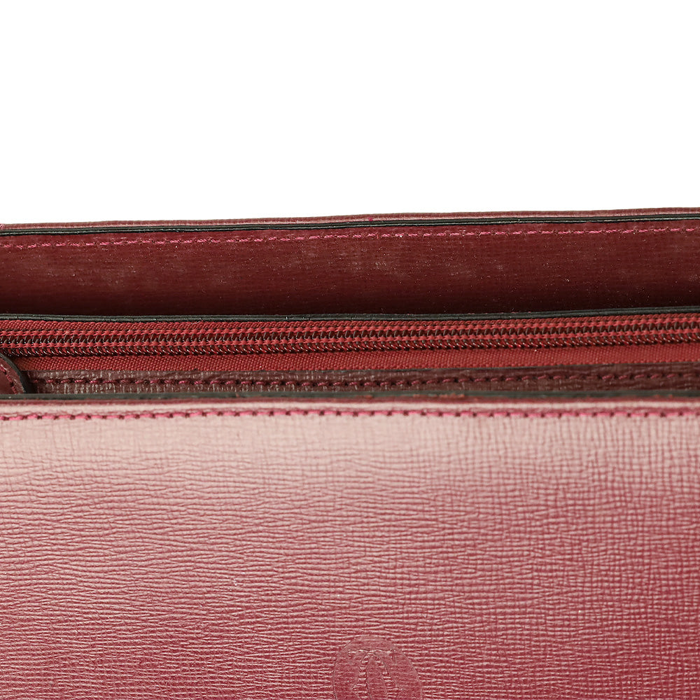 Cartier Burgundy Crosshatch Leather Shoulder Bag
