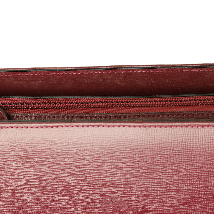 Cartier Burgundy Crosshatch Leather Shoulder Bag