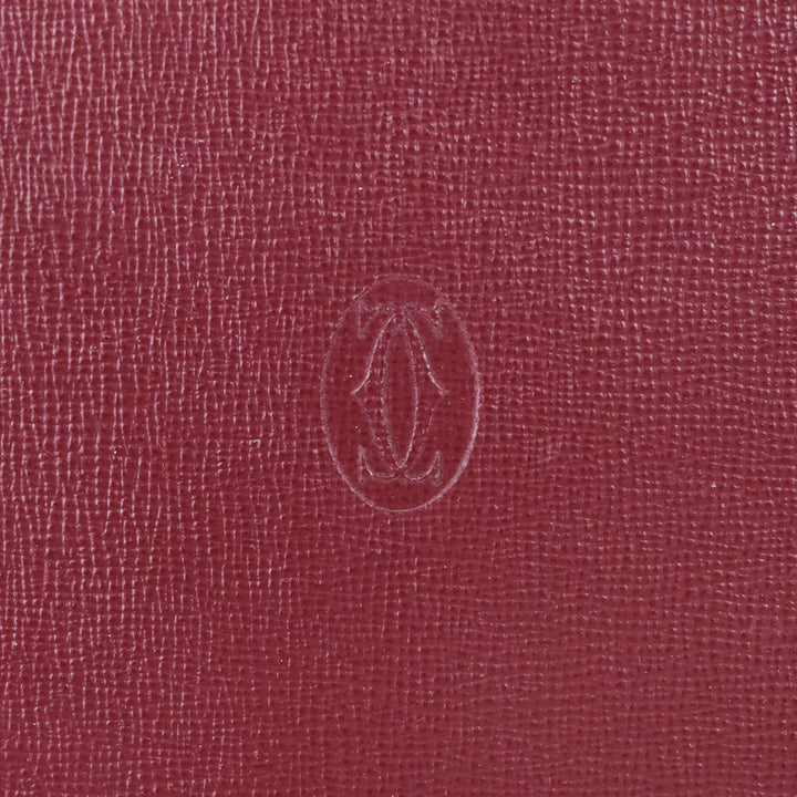 Cartier Burgundy Crosshatch Leather Shoulder Bag