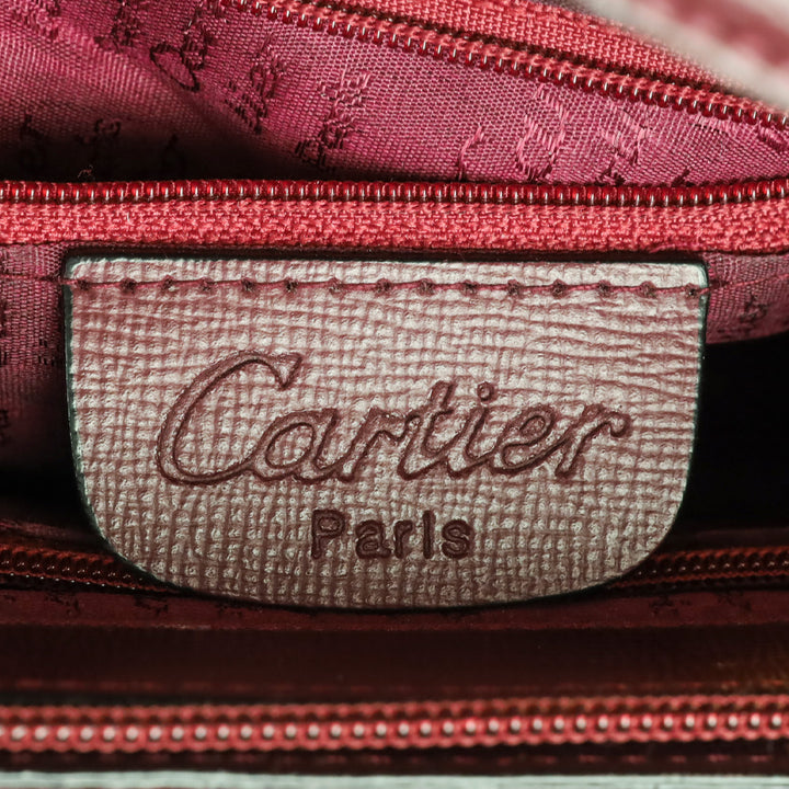 Cartier Burgundy Crosshatch Leather Shoulder Bag