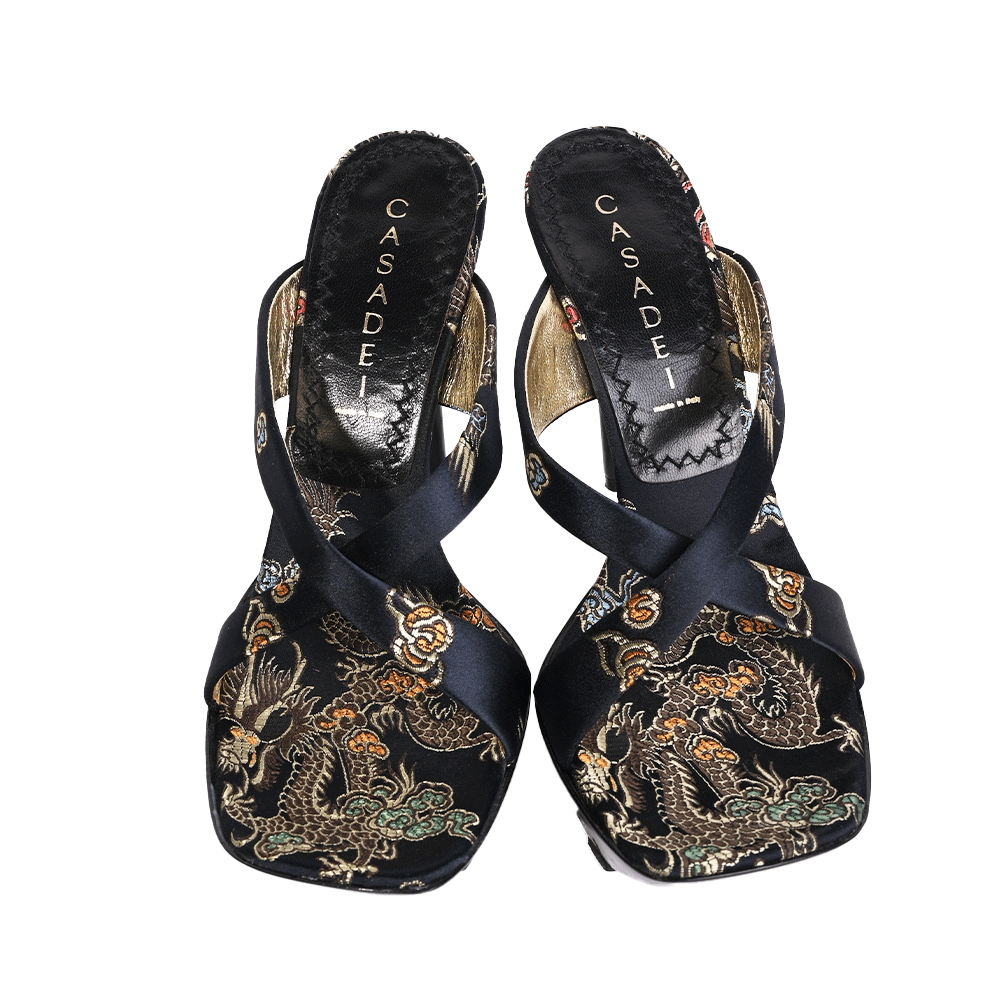Casadei Dragon Brocade Platform Sandals