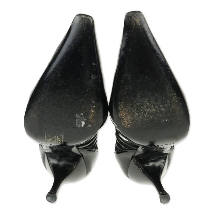 Casadei Black Patent Leather Caged Pumps