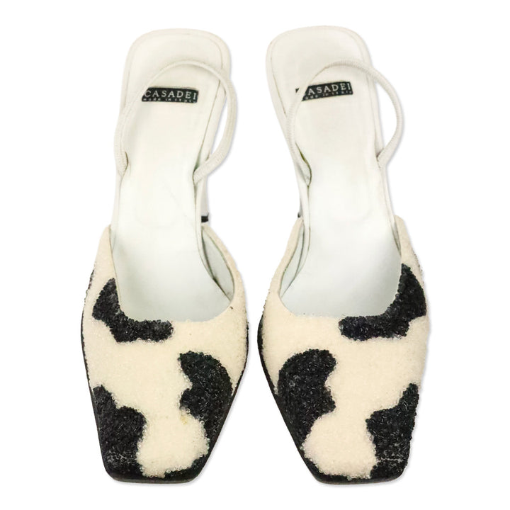 Casadei Cow Pattern Beaded Slingback Pump