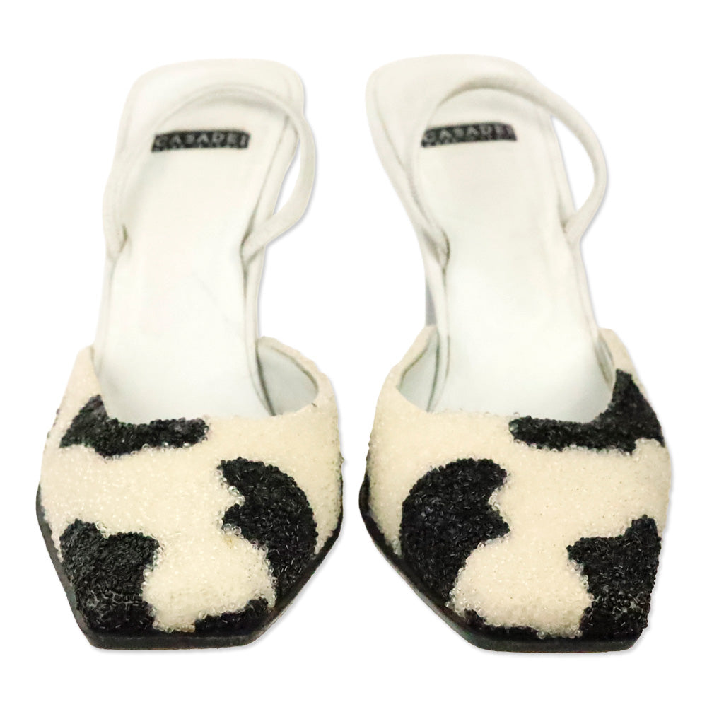 Casadei Cow Pattern Beaded Slingback Pump
