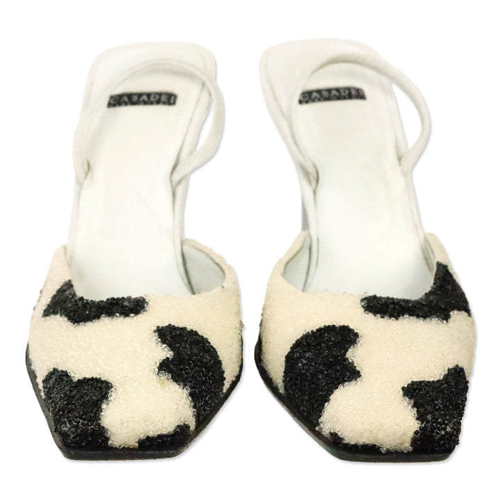 Casadei Cow Pattern Beaded Slingback Pump