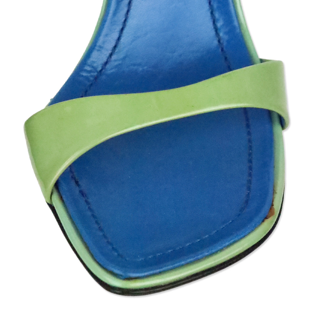 Casadei Green Patent Leather Shell Charm Ankle-Strap Sandals