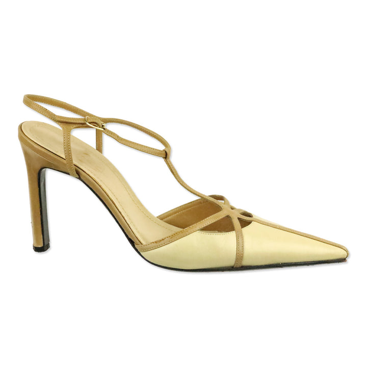 Casadei Tan Leather Pointed Toe Strappy Pump