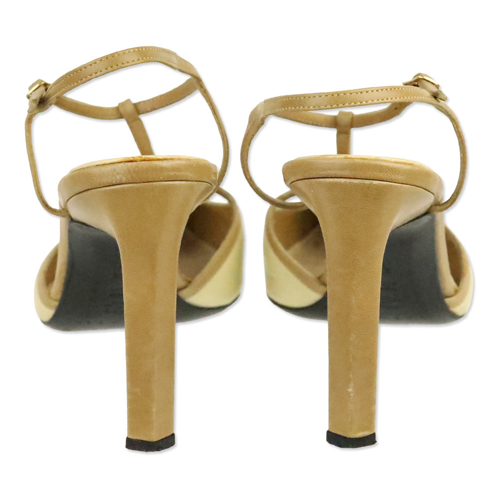 Casadei Tan Leather Pointed Toe Strappy Pump