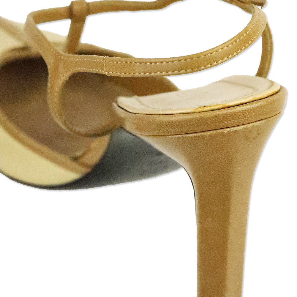 Casadei Tan Leather Pointed Toe Strappy Pump