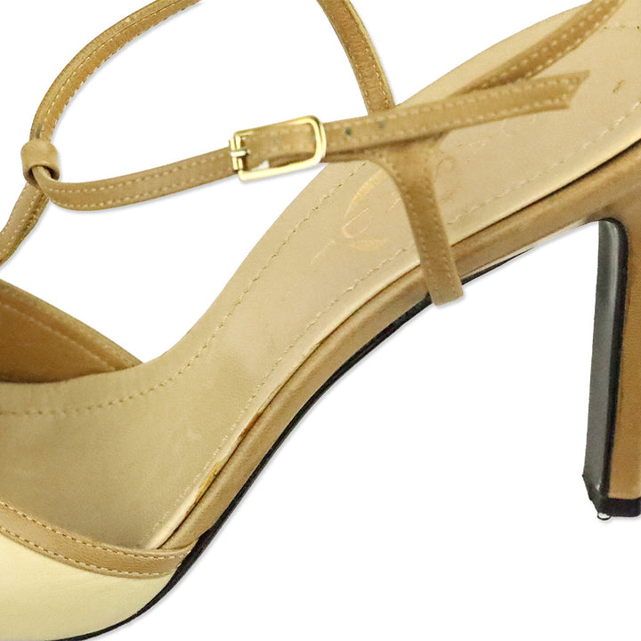 Casadei Tan Leather Pointed Toe Strappy Pump