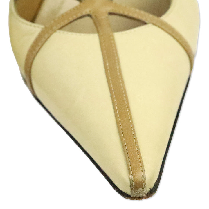 Casadei Tan Leather Pointed Toe Strappy Pump
