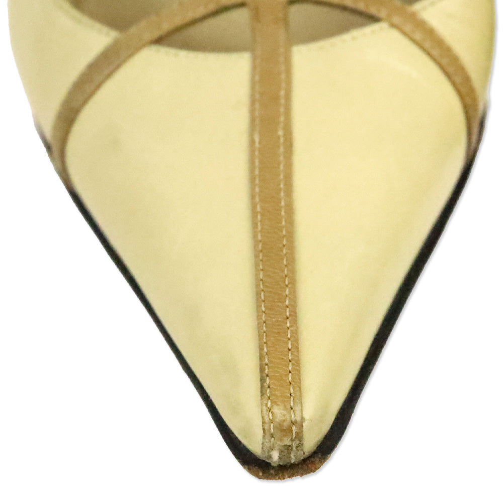 Casadei Tan Leather Pointed Toe Strappy Pump