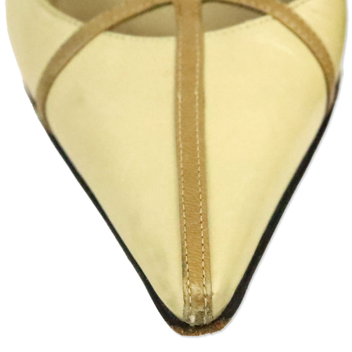 Casadei Tan Leather Pointed Toe Strappy Pump