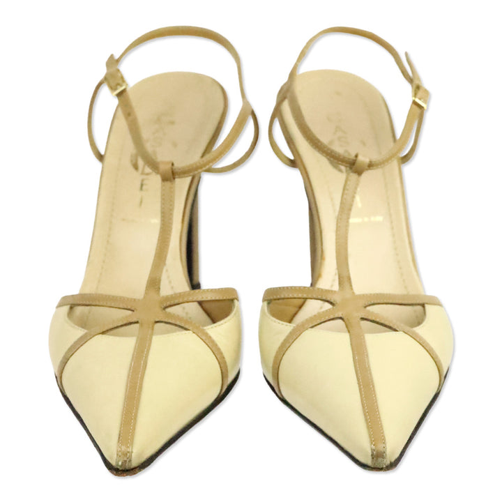 Casadei Tan Leather Pointed Toe Strappy Pump