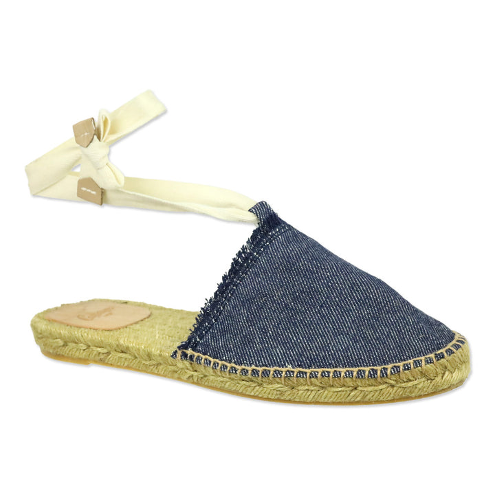 Castaner Blue Denim Ankle-Wrap Espadrille Mule