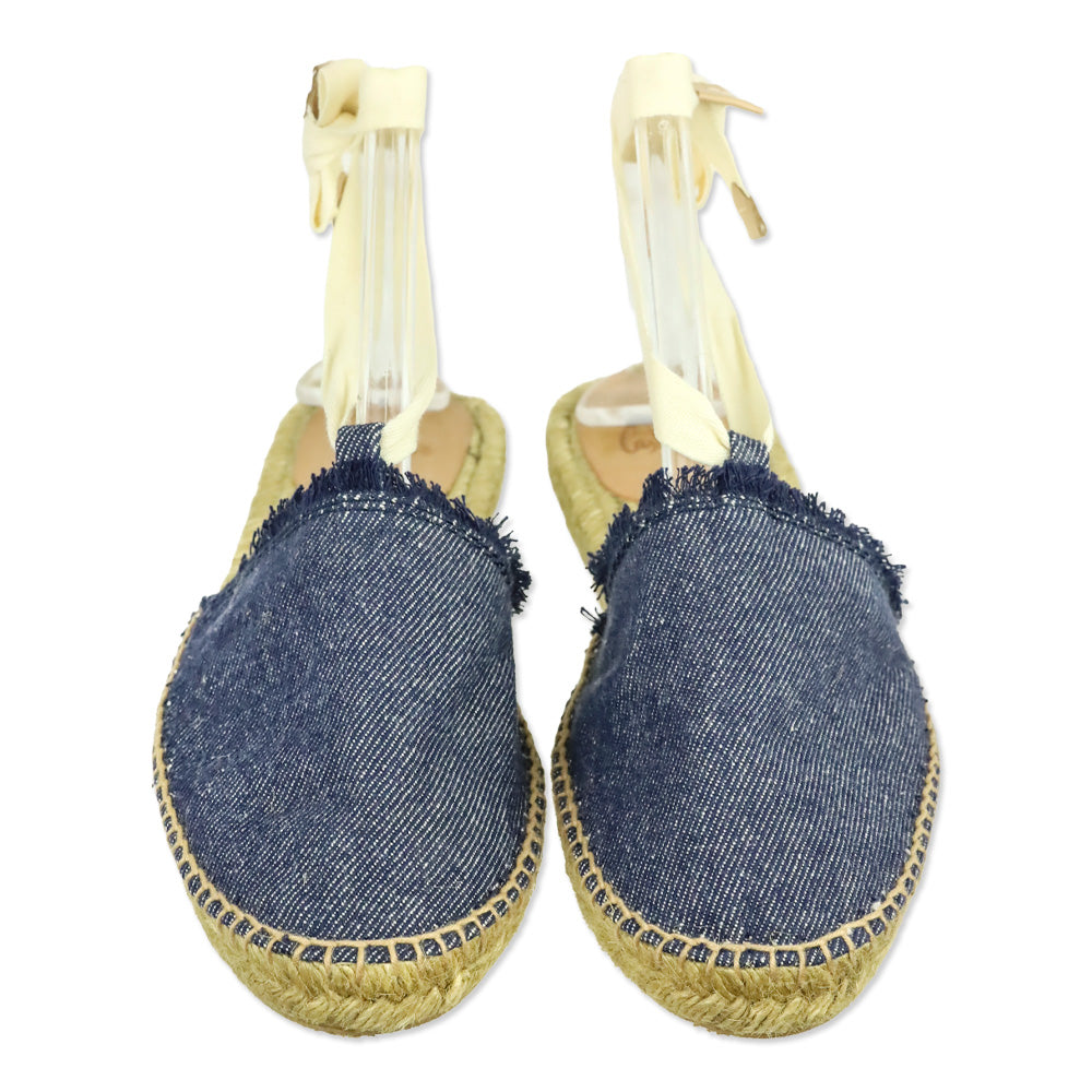 Castaner Blue Denim Ankle-Wrap Espadrille Mule