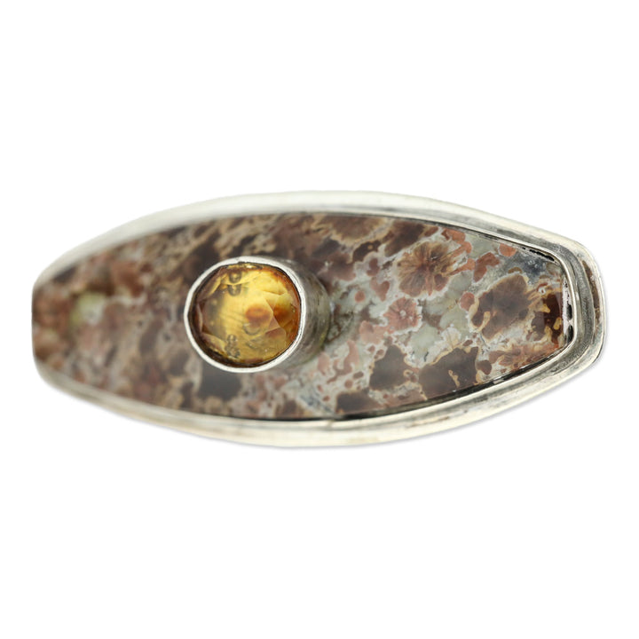 Celia Sebiri Sterling Silver/Citrine Oval Brooch Pin