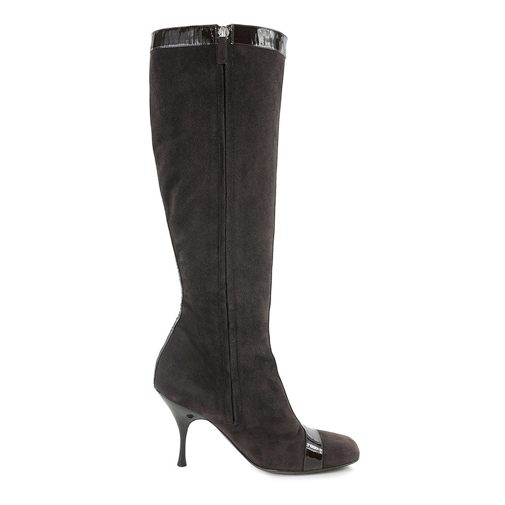 Celine Brown Suede Square Toe Knee Boots