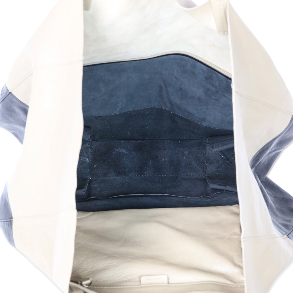 Celine Beige/Black Horizontal Colorblock Leather Cabas Tote