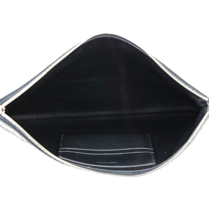 Celine Bicolor White Lambskin Leather Black Snake Python Solo Clutch Pouch