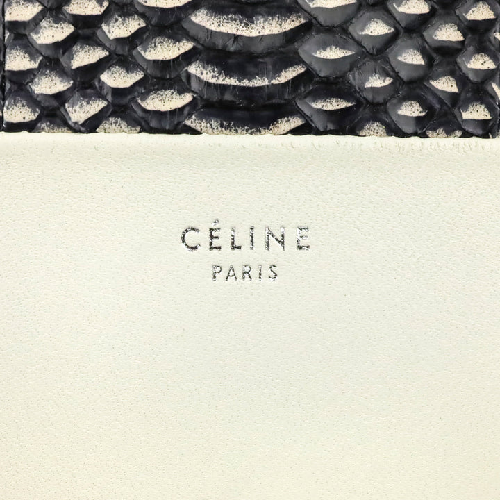 Celine Bicolor White Lambskin Leather Black Snake Python Solo Clutch Pouch