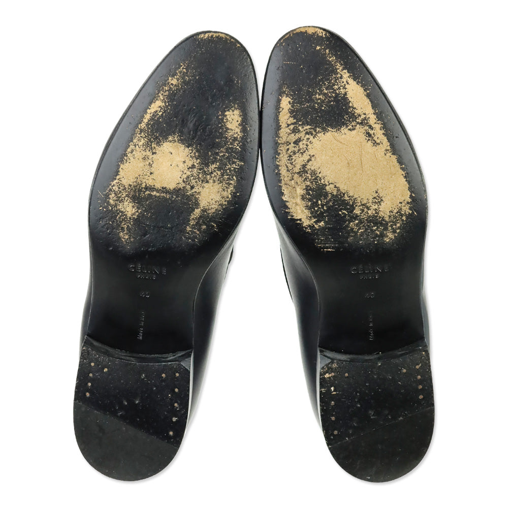 Celine Black Leather Ballerin Smoking Slipper