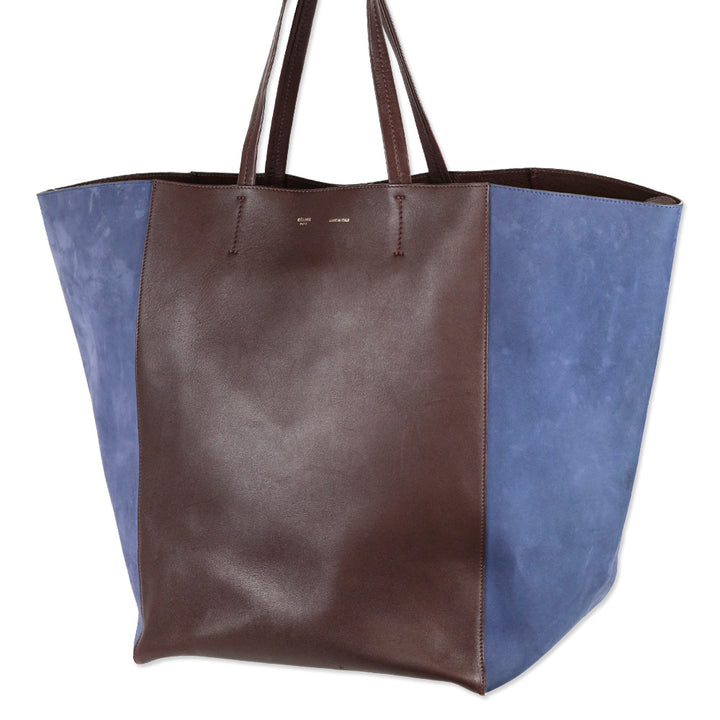 Céline Cabas Phantom Burgundy Leather/Navy Suede Tote