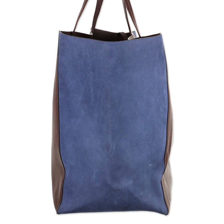 Céline Cabas Phantom Burgundy Leather/Navy Suede Tote