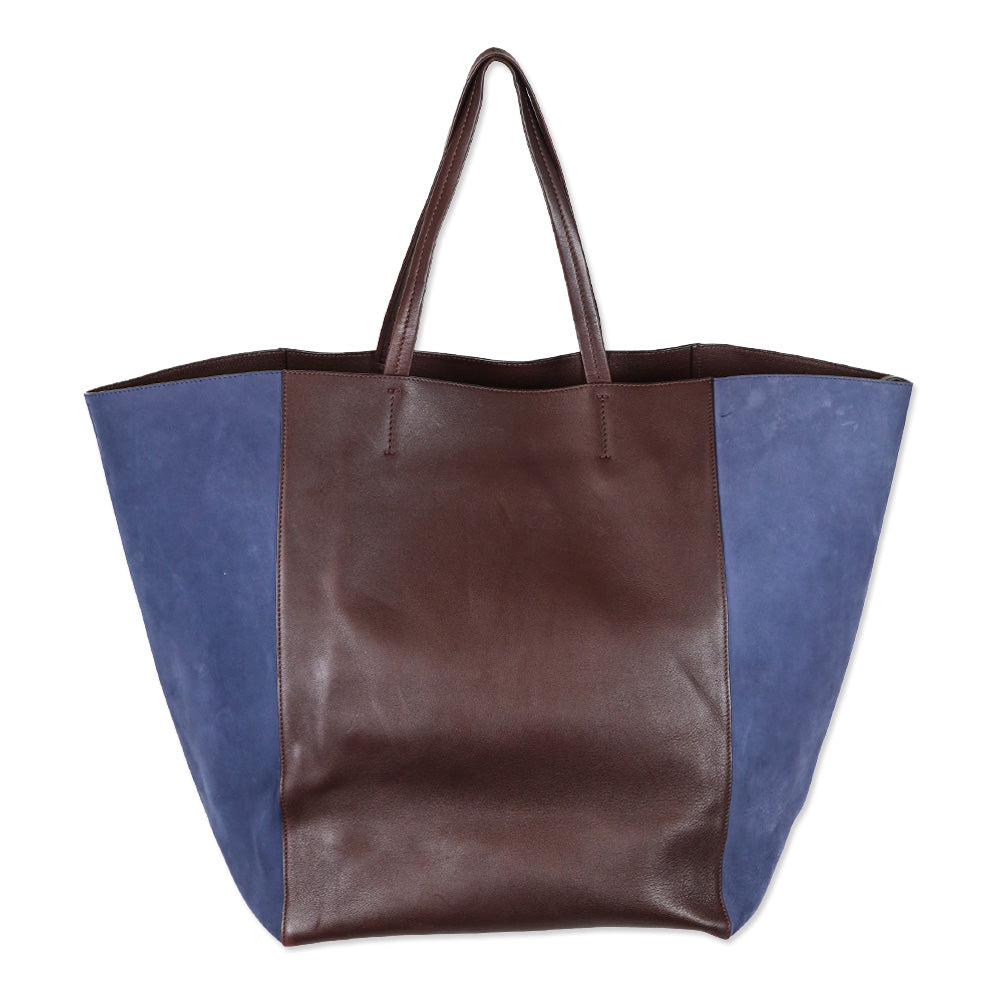 Céline Cabas Phantom Burgundy Leather/Navy Suede Tote