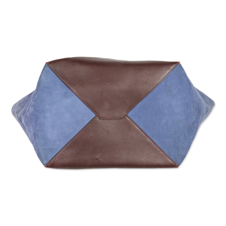Céline Cabas Phantom Burgundy Leather/Navy Suede Tote