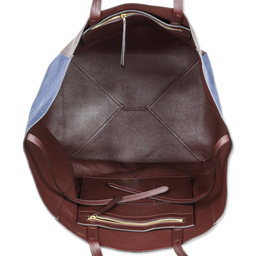 Céline Cabas Phantom Burgundy Leather/Navy Suede Tote