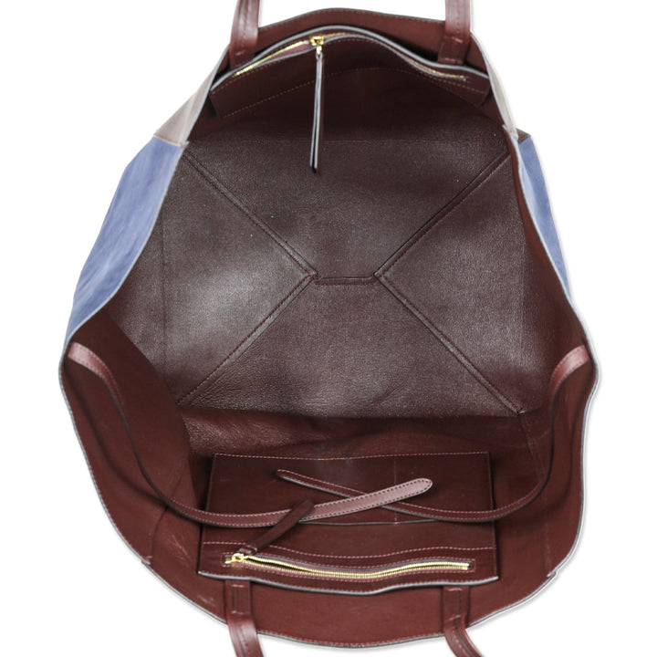 Céline Cabas Phantom Burgundy Leather/Navy Suede Tote