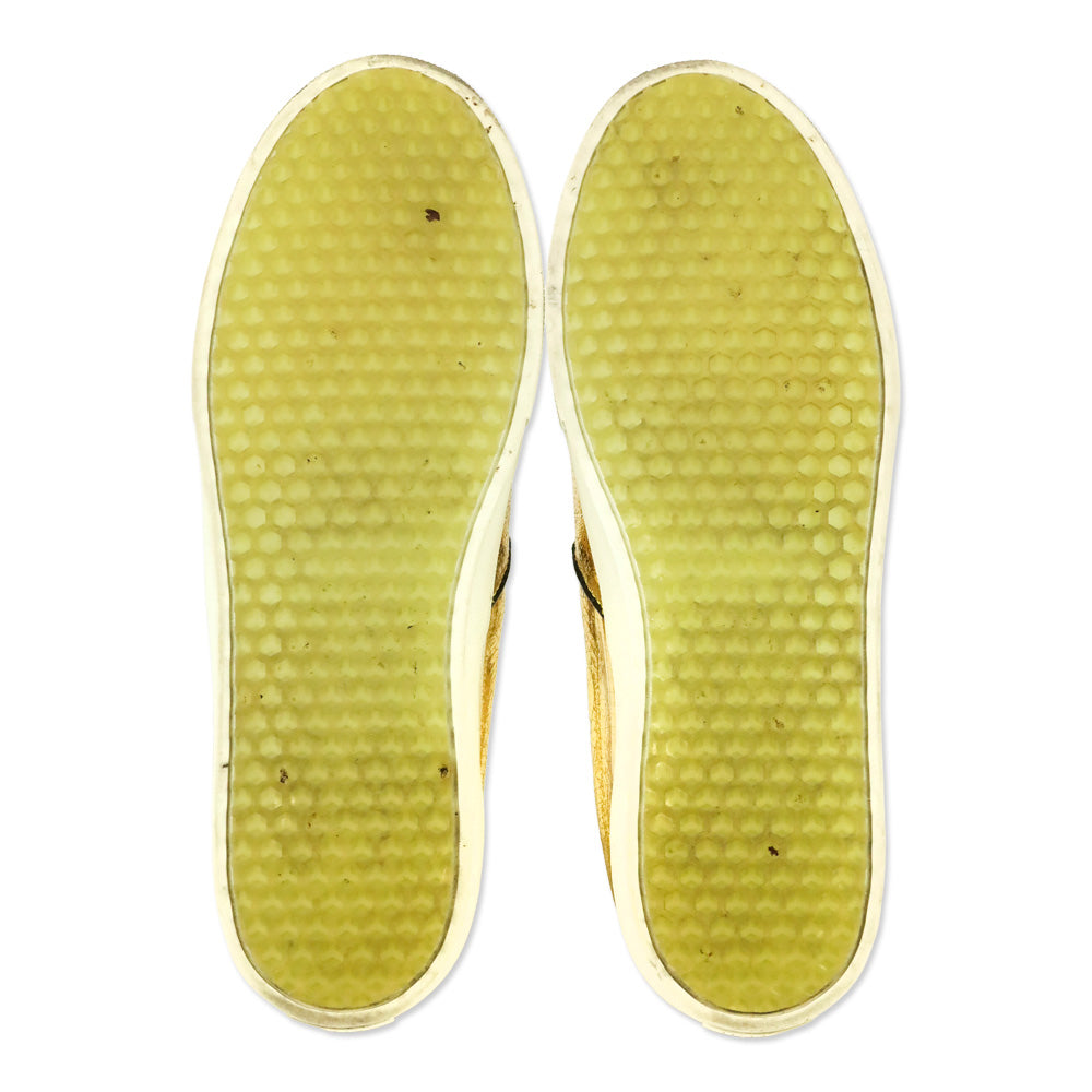 Celine Phoebe Philo Gold Metallic Crackle Leather Slip-On Sneaker