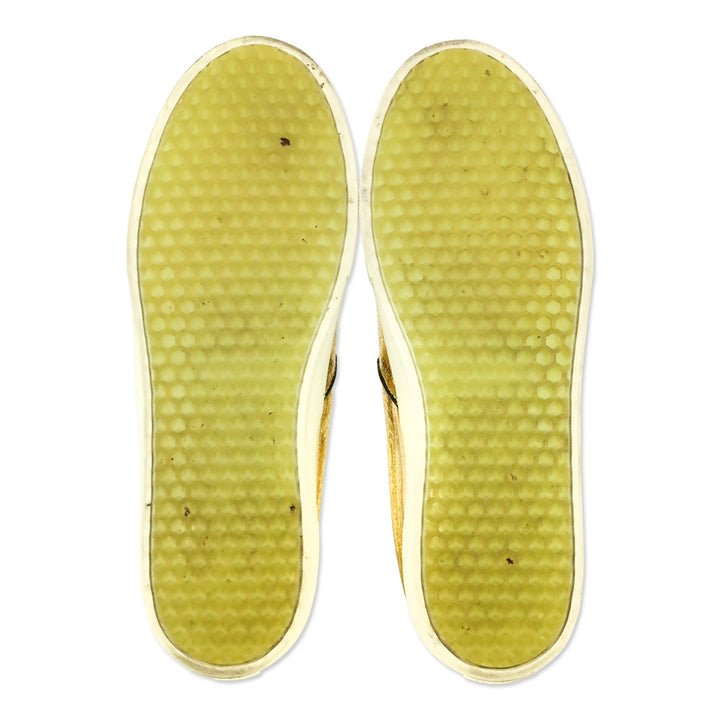 Celine Phoebe Philo Gold Metallic Crackle Leather Slip-On Sneaker