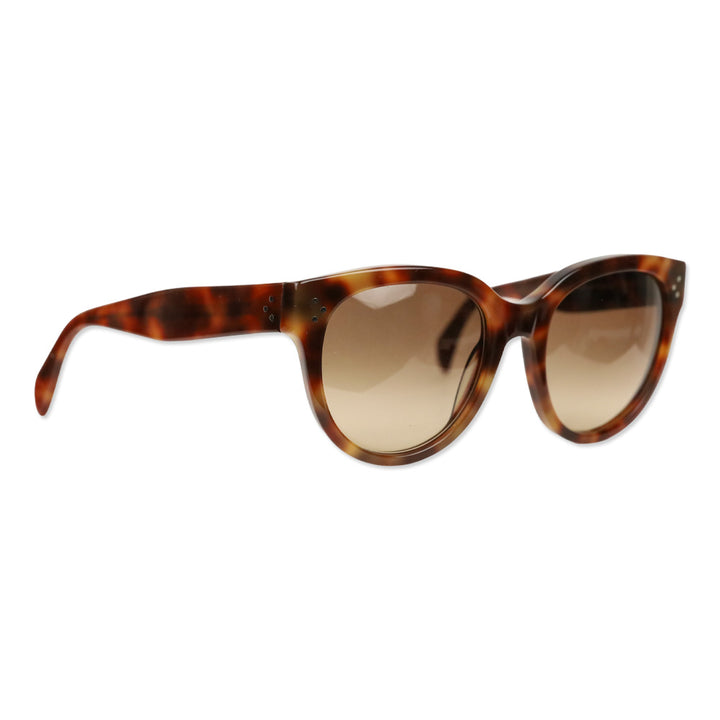 Celine Tortoiseshell Acetate Round Audrey Sunglasses