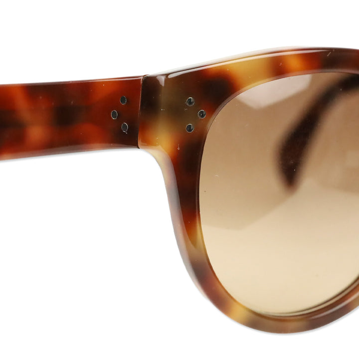 Celine Tortoiseshell Acetate Round Audrey Sunglasses