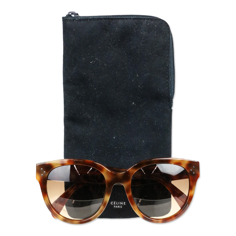 Celine Tortoiseshell Acetate Round Audrey Sunglasses