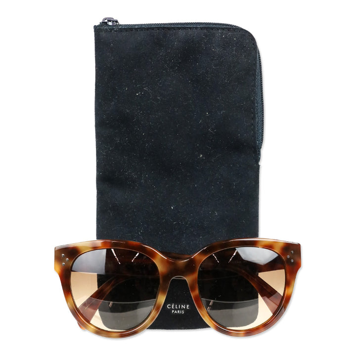 Celine Tortoiseshell Acetate Round Audrey Sunglasses