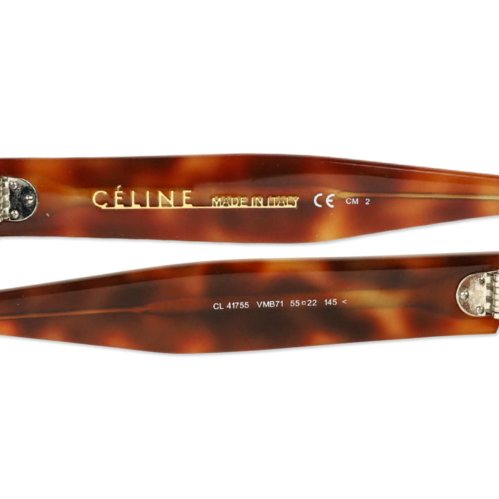 Celine Tortoiseshell Acetate Round Audrey Sunglasses