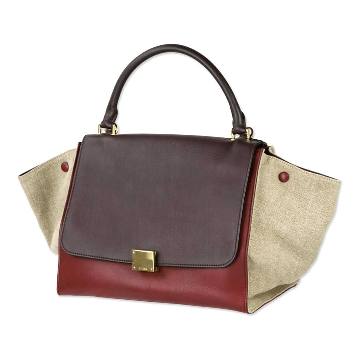 Celine Tri-Color Leather and Canvas Medium Trapeze Bag