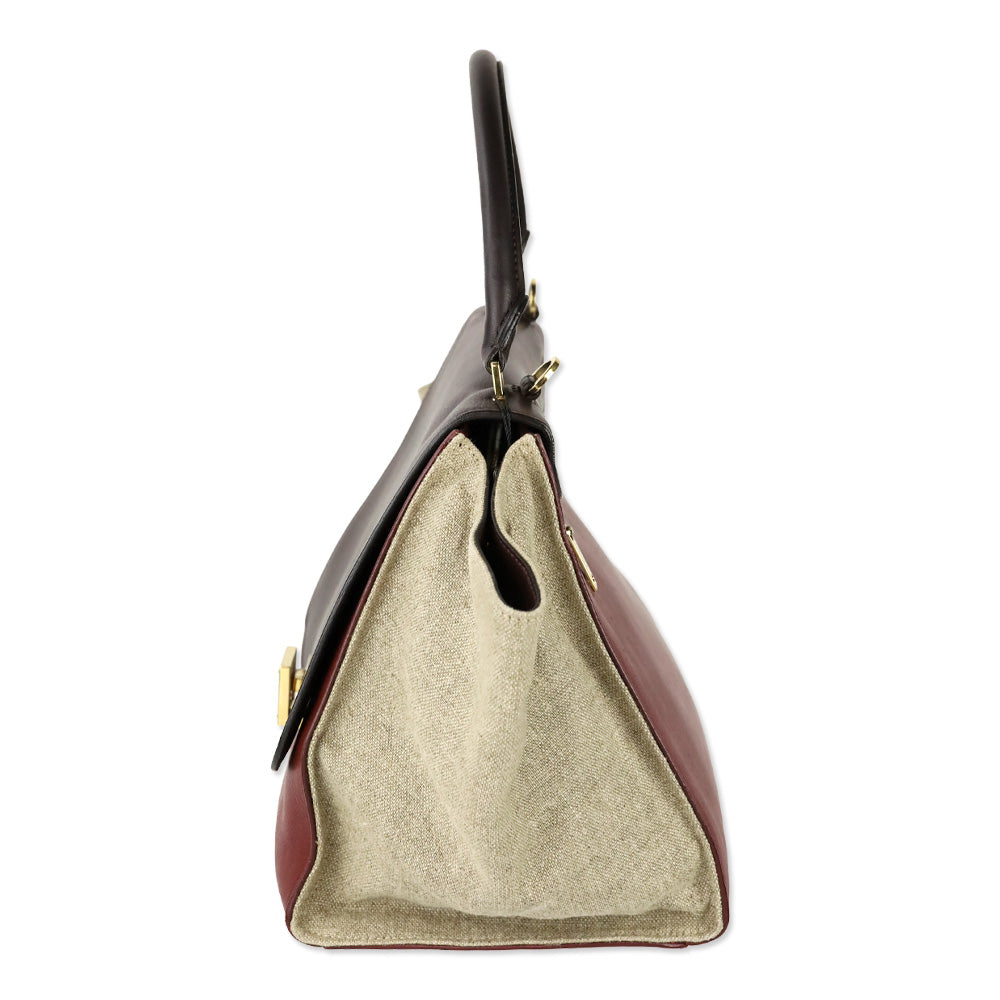 Celine Tri-Color Leather and Canvas Medium Trapeze Bag