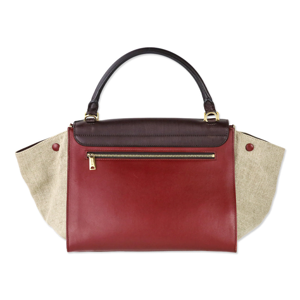 Celine Tri-Color Leather and Canvas Medium Trapeze Bag