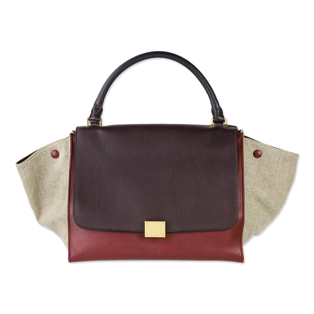 Celine Tri-Color Leather and Canvas Medium Trapeze Bag